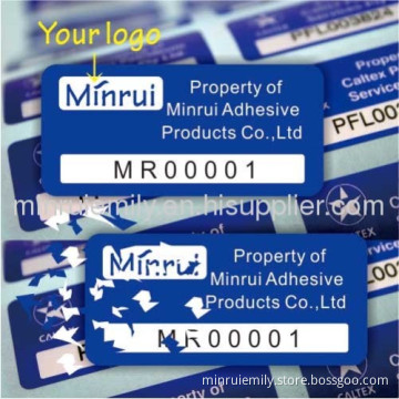 Custom Destructible Security Labels With Serials Numbers Or Barcode 